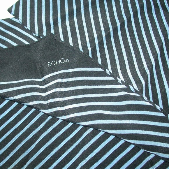 Blue and Black Striped Scarf - Picture 4 of 6